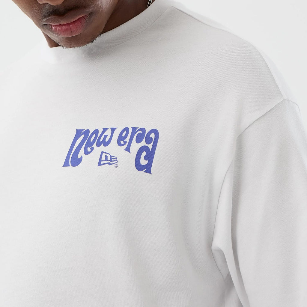 New Era Fun Pizza Graphic White Oversized T-Shirt-zelvios