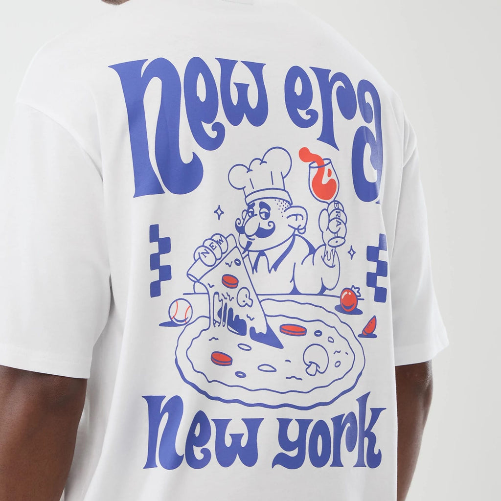 New Era Fun Pizza Graphic White Oversized T-Shirt-zelvios