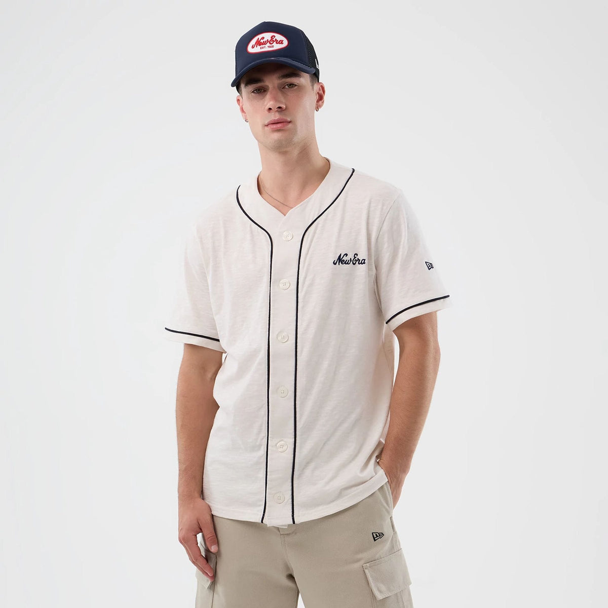 New Era Slub Open White Baseball Jersey-zelvios