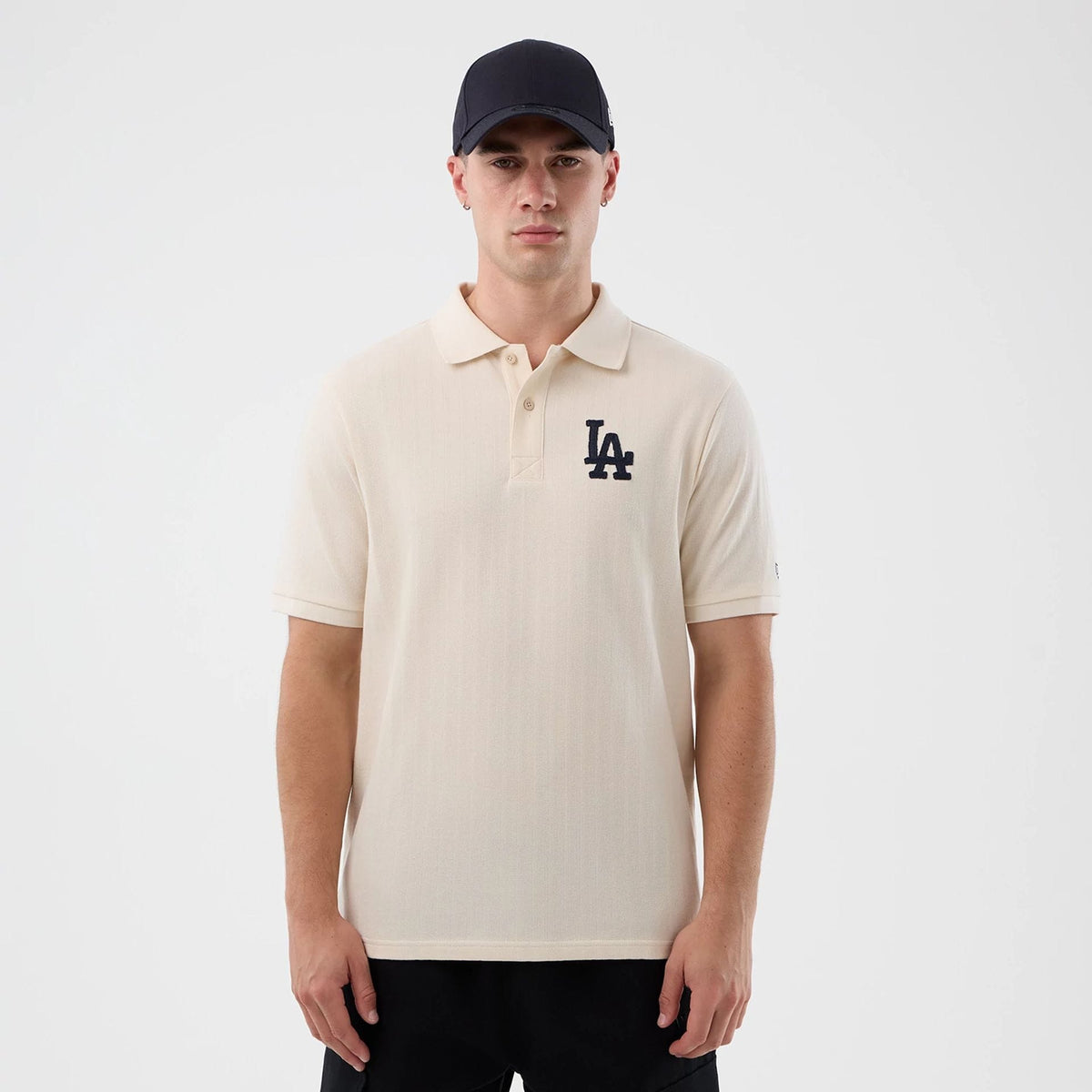 LA Dodgers MLB Rib Open White Polo T-Shirt-zelvios