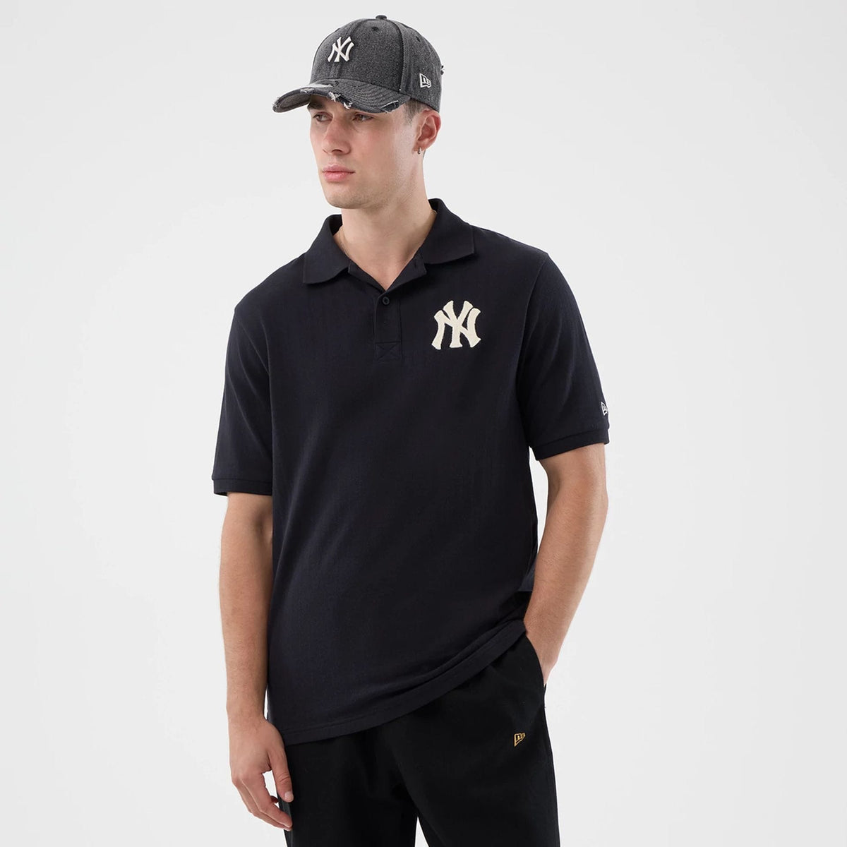 New York Yankees MLB Rib Navy Polo T-Shirt-zelvios