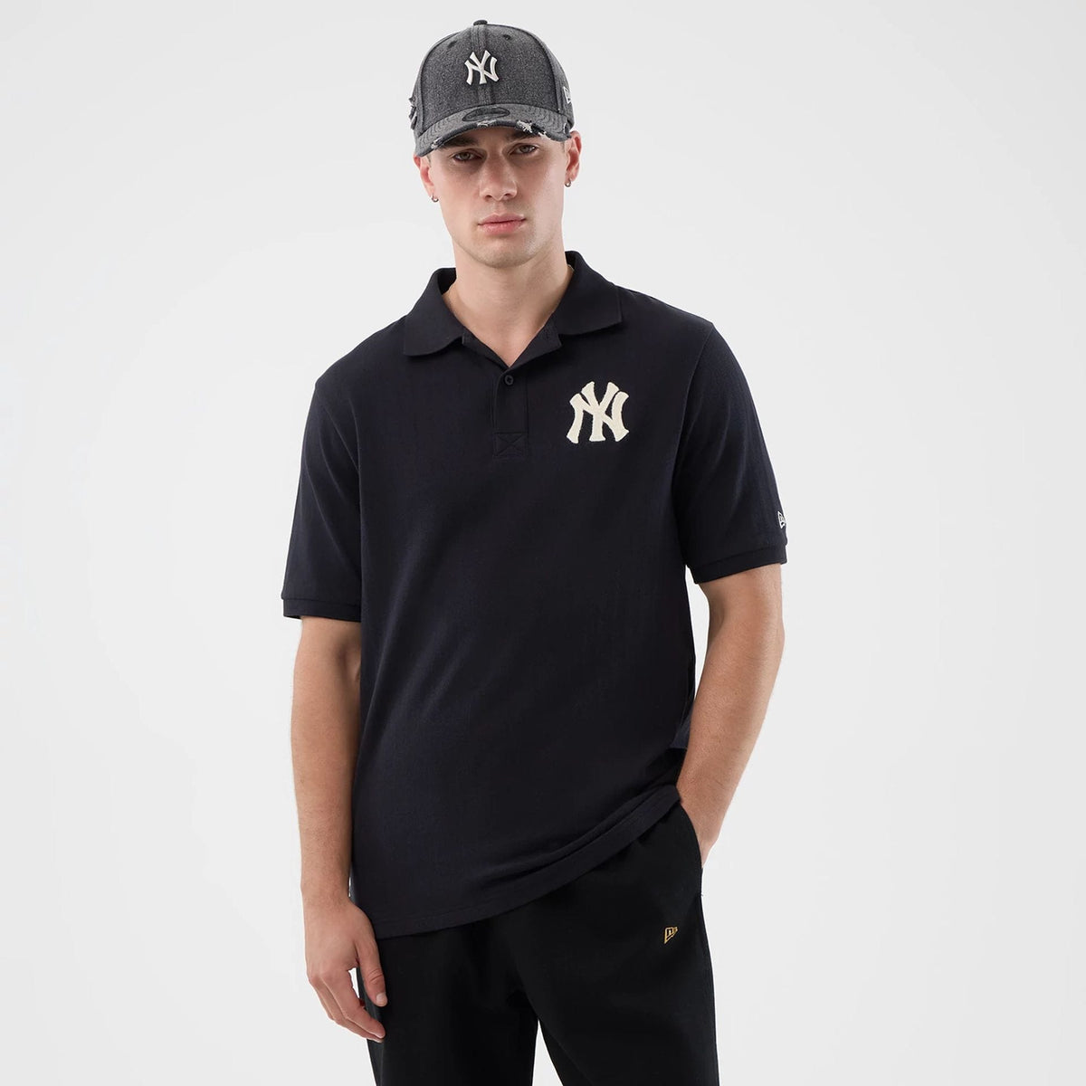 New York Yankees MLB Rib Navy Polo T-Shirt-zelvios