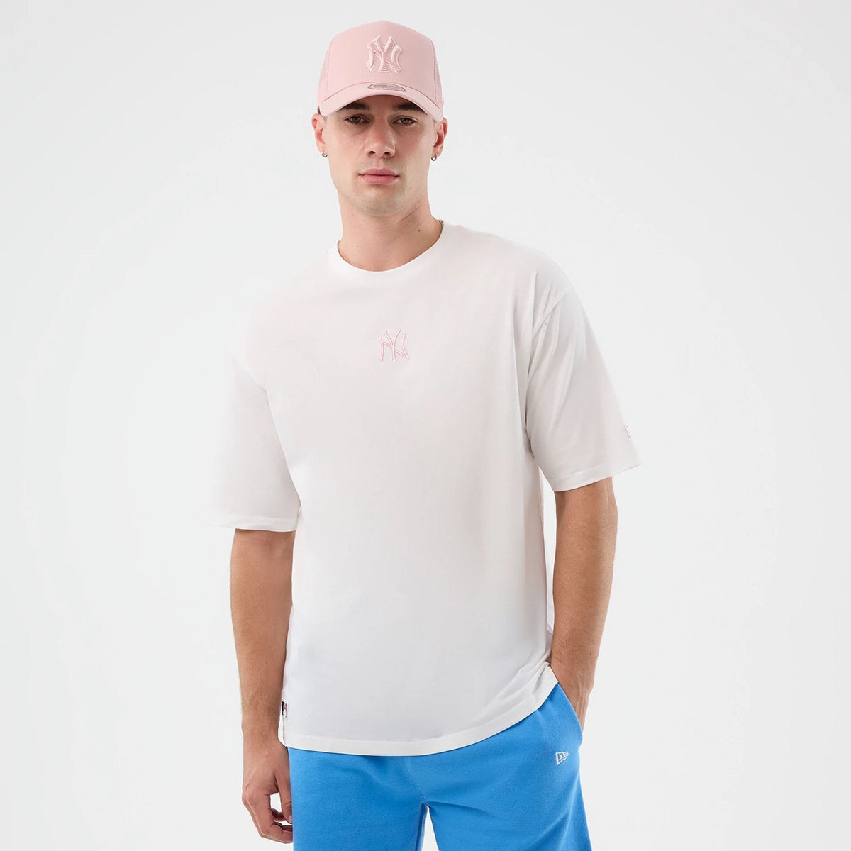 New York Yankees MLB League Essential White Oversized T-Shirt-zelvios