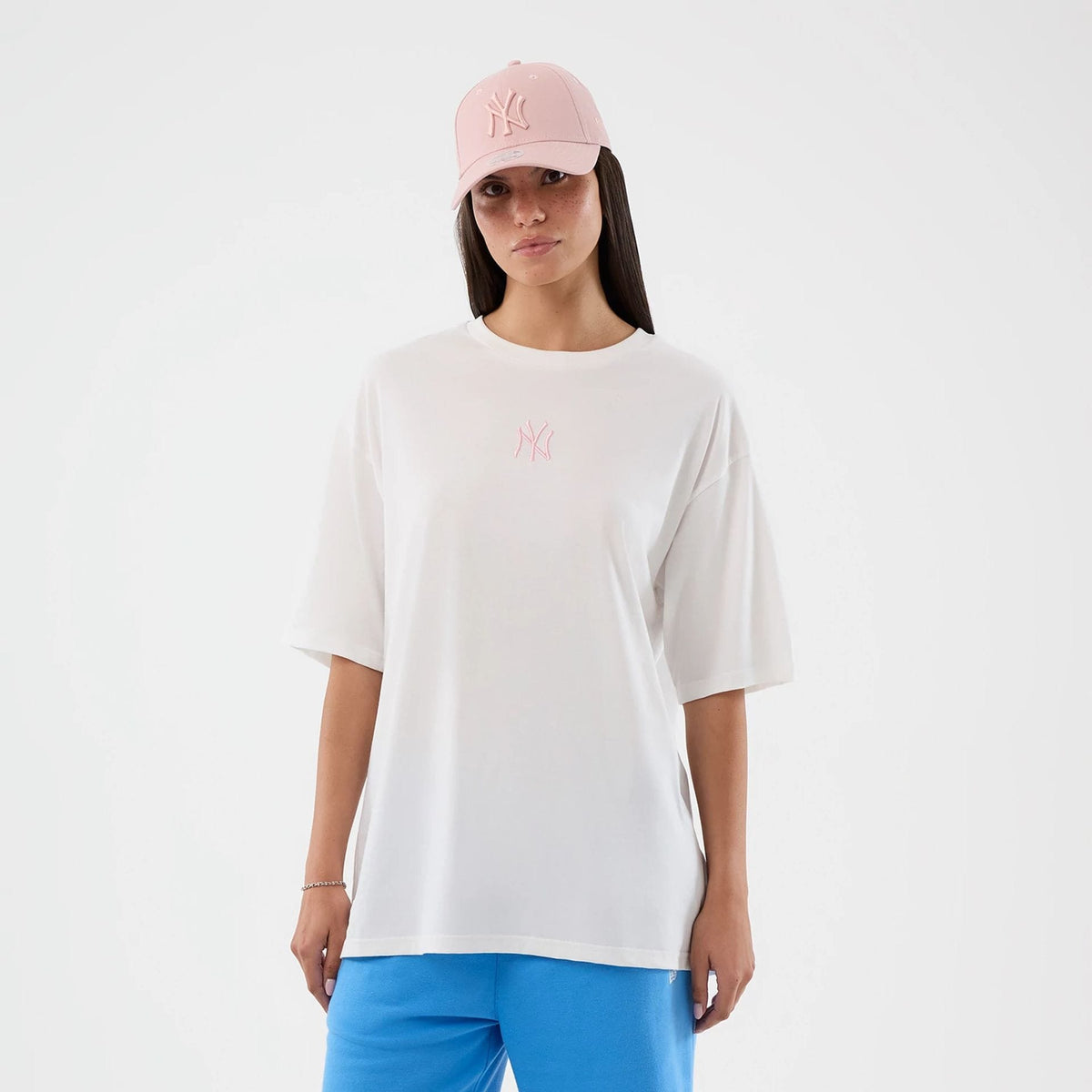 New York Yankees MLB League Essential White Oversized T-Shirt-zelvios