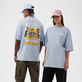 New Era Fun Block Party Graphic Pastel Blue Oversized T-Shirt-zelvios