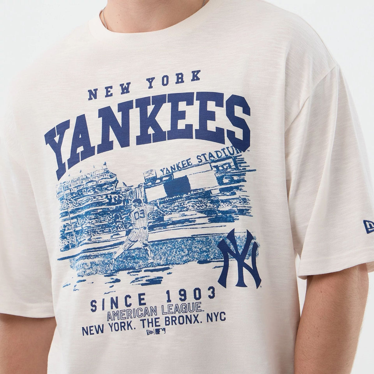 New York Yankees MLB Slub Open White Oversized T-Shirt-zelvios
