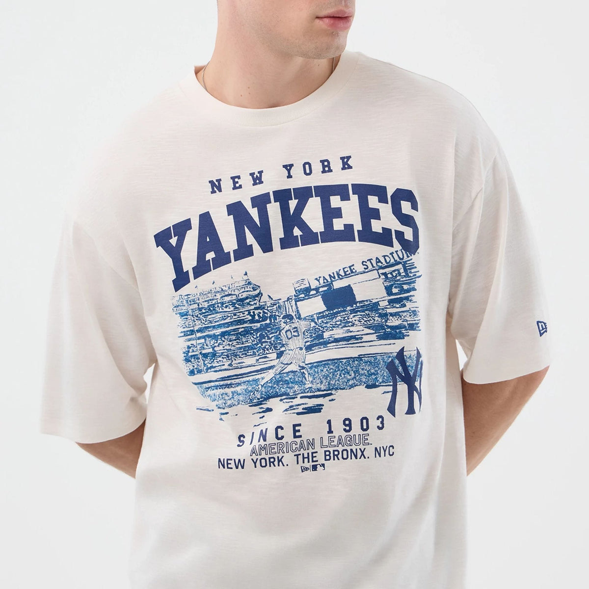 New York Yankees MLB Slub Open White Oversized T-Shirt-zelvios