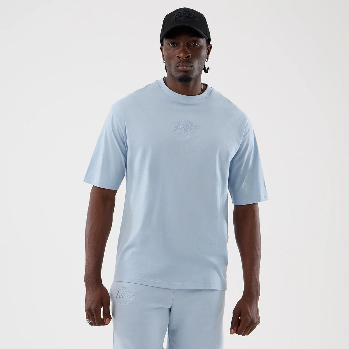 LA Lakers NBA League Essential Pastel Blue Oversized T-Shirt-zelvios