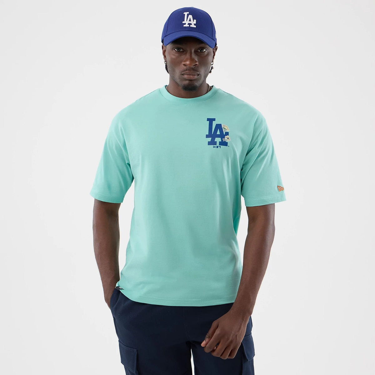 LA Dodgers MLB Floral Pastel Green Oversized T-Shirt-zelvios
