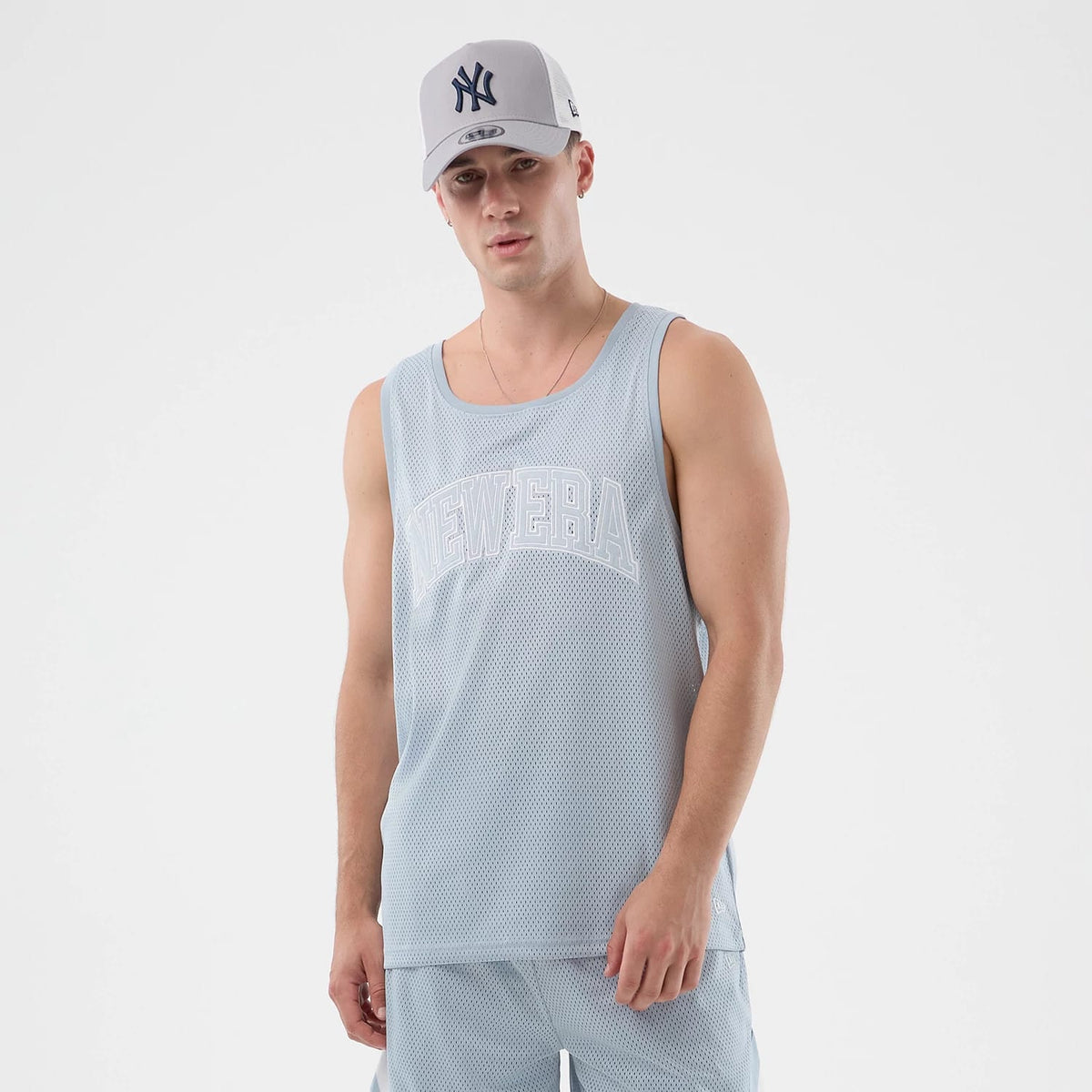 New Era Mesh Pastel Blue Oversized Tank Top-zelvios