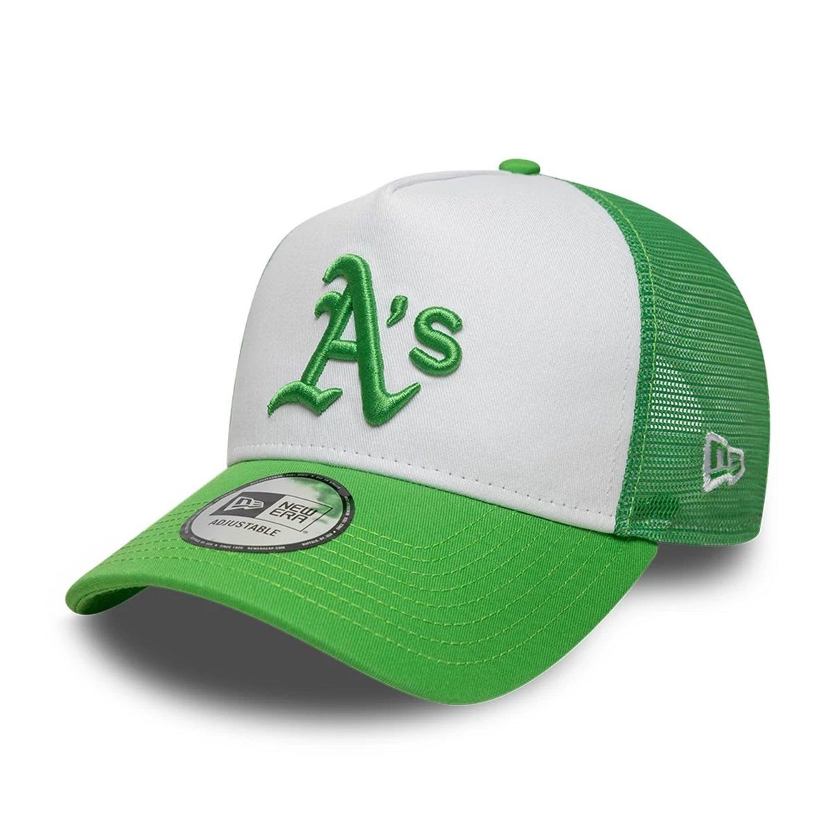 Athletics MLB League Essential Open Green 9FORTY A-Frame Trucker Adjustable Cap-zelvios