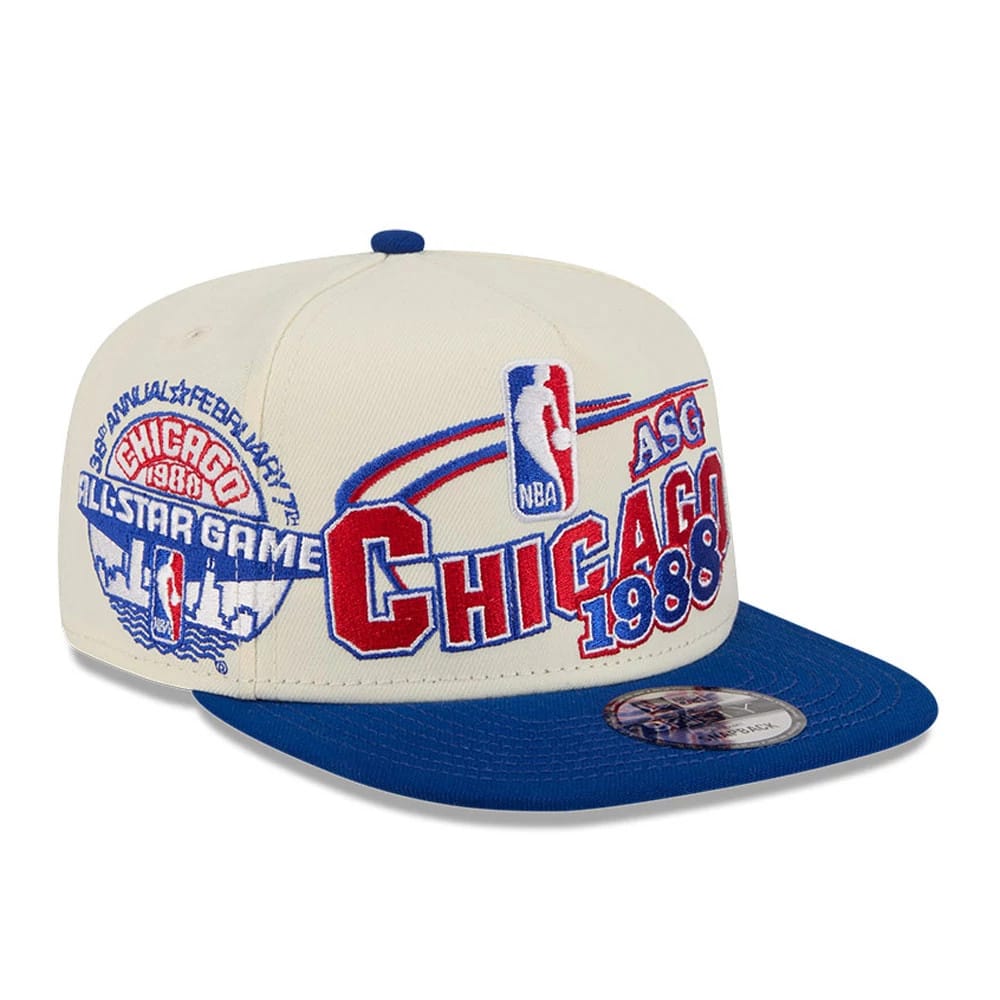 Bulls NBA Hardwood Classic ASG White 9FIFTY A-Frame Snapback Adjustable Cap-zelvios
