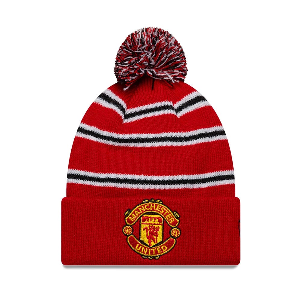 Manchester United FC Infant Stripe Red Cuff knit Beanie Hat-zelvios