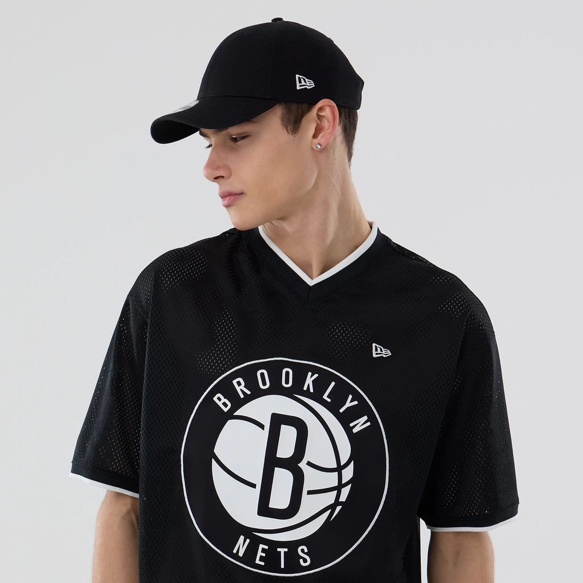 Brooklyn Nets NBA Mesh Black Oversized T-Shirt-zelvios