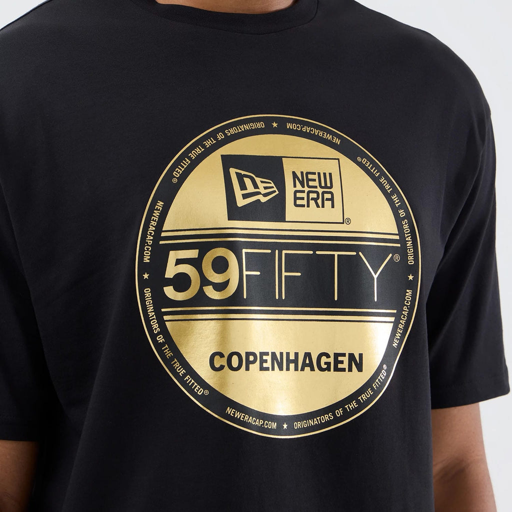 New Era Sticker Copenhagen Black Oversized T-Shirt-zelvios