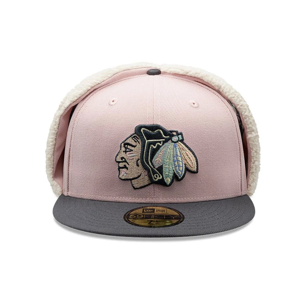 Chicago Blackhawks NHL Patch Pastel Pink Dogear 59FIFTY Fitted Cap-zelvios