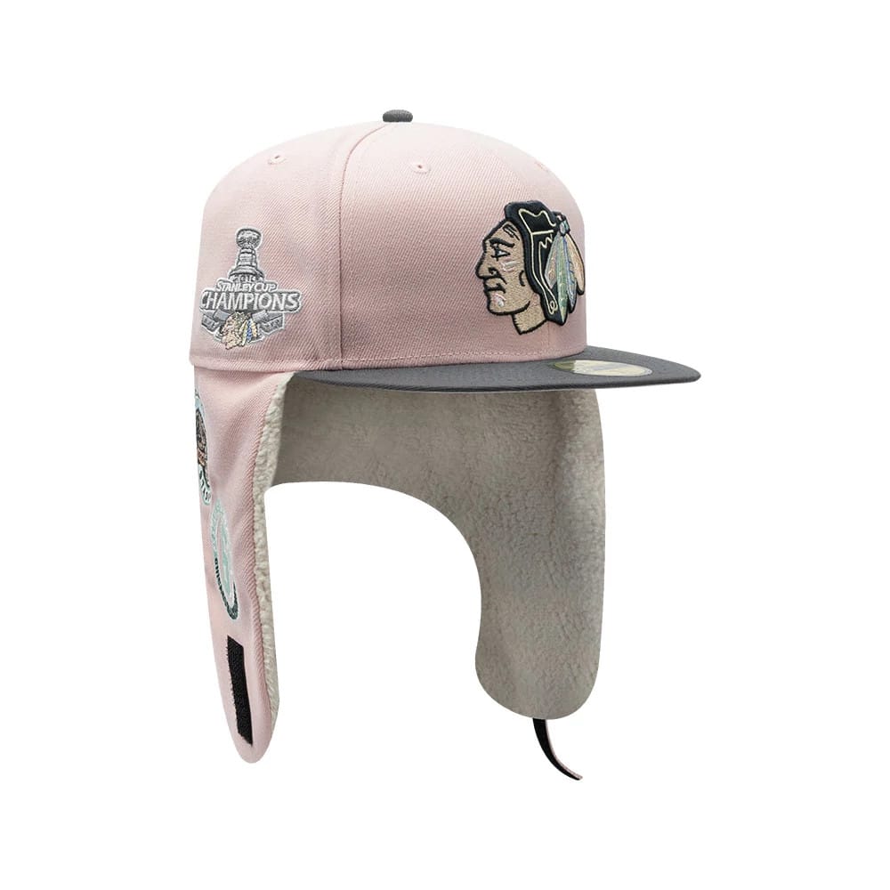 Chicago Blackhawks NHL Patch Pastel Pink Dogear 59FIFTY Fitted Cap-zelvios