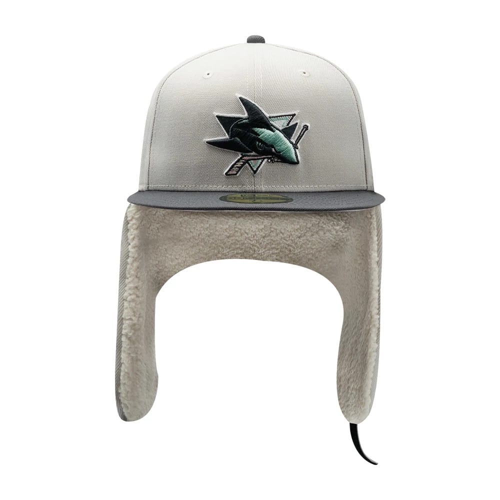San Jose Sharks NHL Patch Light Beige Dogear 59FIFTY Fitted Cap-zelvios