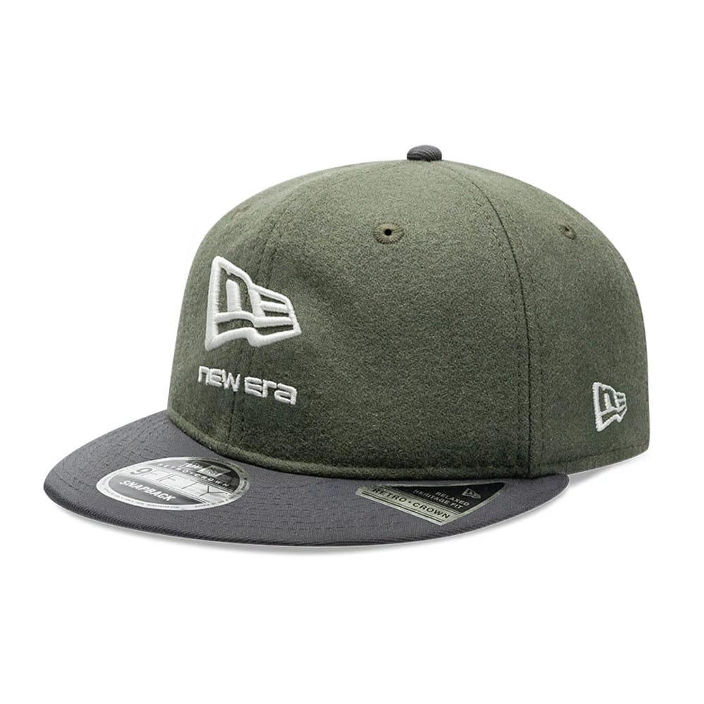New Era Melton Wool Green Retro Crown 9FIFTY Cap-zelvios