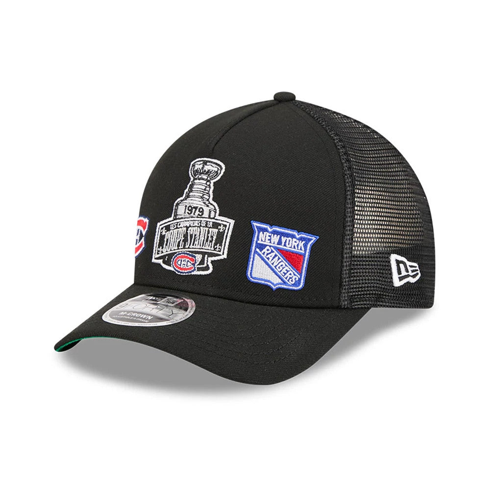 Canadiens NHL Stanley Cup Black 9FORTY M-Crown A-Frame Trucker Adjustable Cap-zelvios