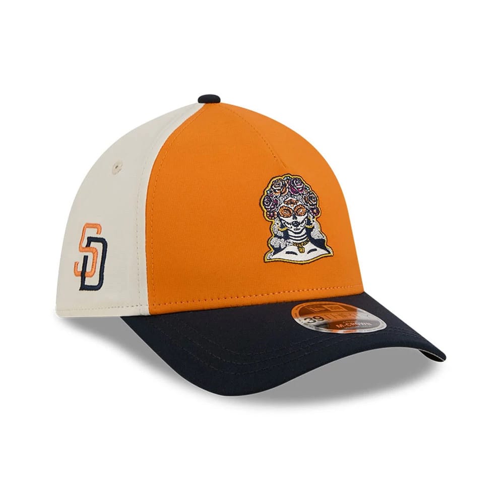 Padres MLB City Connect Orange 39THIRTY M-Crown A-Frame Stretch Fit Cap-zelvios