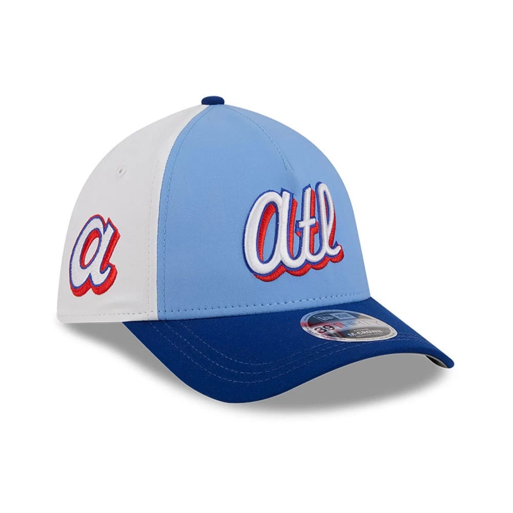 Braves MLB City Connect Blue 39THIRTY M-Crown A-Frame Stretch Fit Cap-zelvios