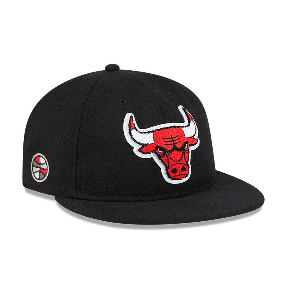 Chicago Bulls NBA Chenille Woven Black Retro Crown 9FIFTY Adjustable Cap-zelvios