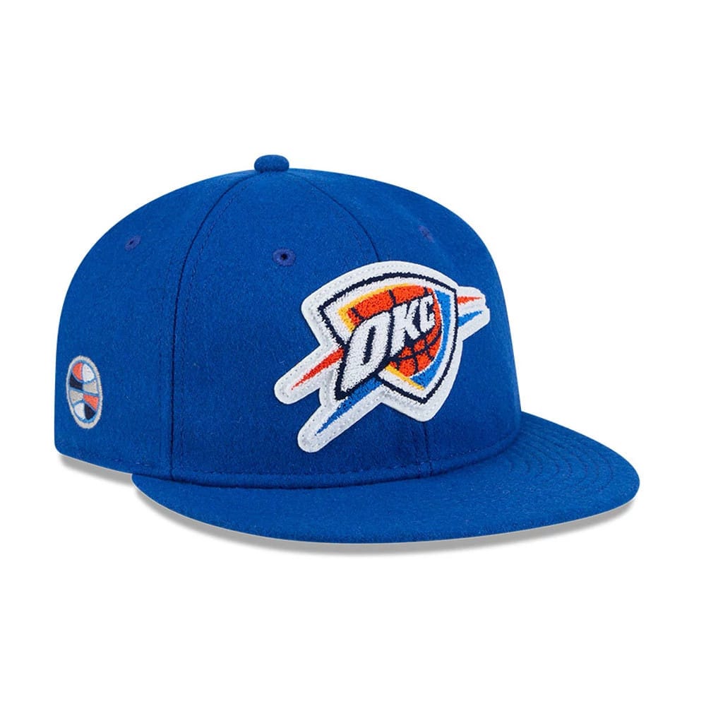 Oklahoma City Thunder NBA Chenille Woven Blue Retro Crown 9FIFTY Cap-zelvios