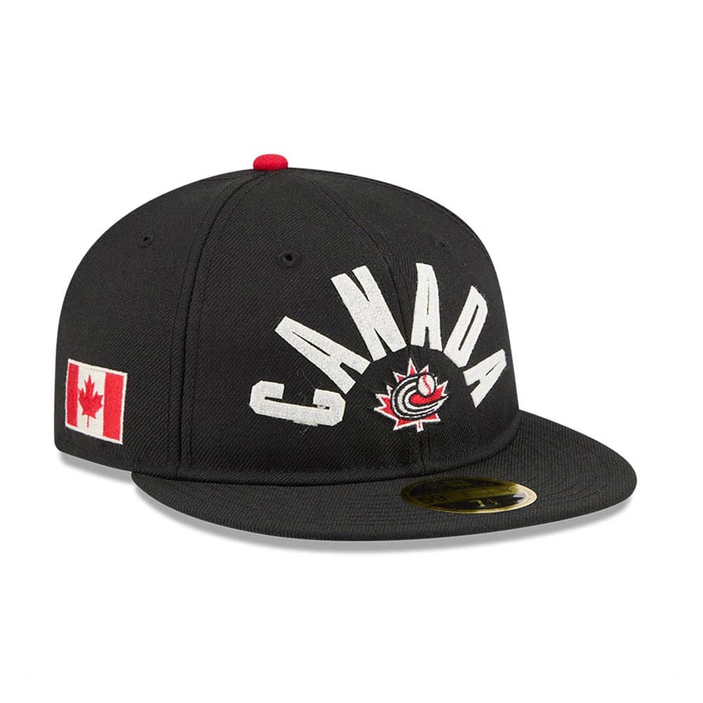 WBC Canada Classical Script Black Retro Crown 59FIFTY Fitted Cap-zelvios