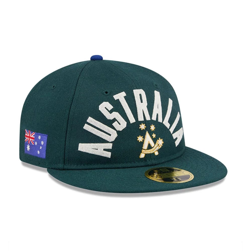 WBC Australia Dark Green Retro Crown 59FIFTY Fitted Cap-zelvios