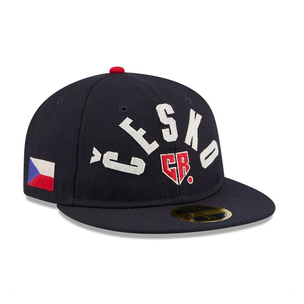 WBC Czech Republic Classical Script Navy Retro Crown 59FIFTY Fitted Cap-zelvios