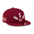 WBC USA Classical Script Dark Red Retro Crown 59FIFTY Fitted Cap-zelvios