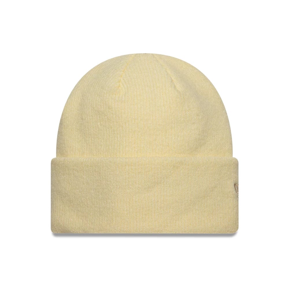 New Era Mohair Pastel Yellow Wide Cuff Knit Beanie Hat-zelvios