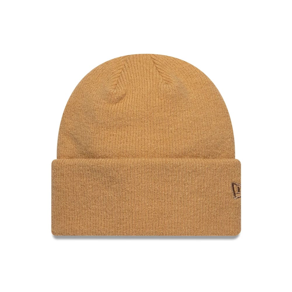 New Era Mohair Light Beige Wide Cuff Knit Beanie Hat-zelvios