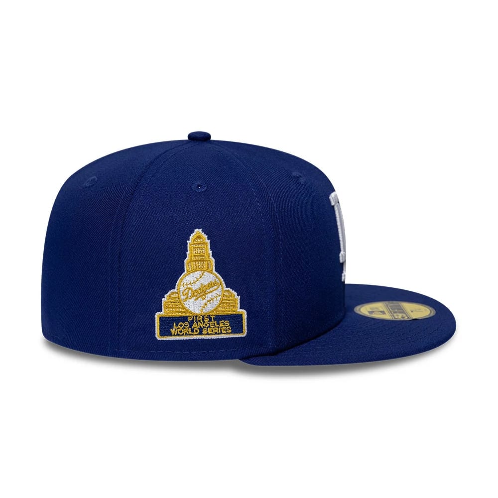 LA Dodgers MLB Sidepatch Satin Lined Dark Blue 59FIFTY Fitted Cap-zelvios