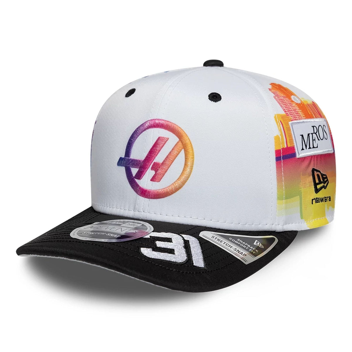 TGR Haas F1 Esteban Ocon Miami Race Special White 9SEVENTY Stretch Snap Cap-zelvios