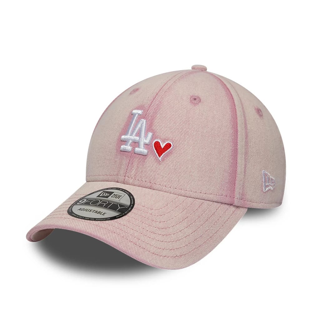 LA Dodgers MLB Washed Denim Pastel Pink 9FORTY Adjustable Cap-zelvios