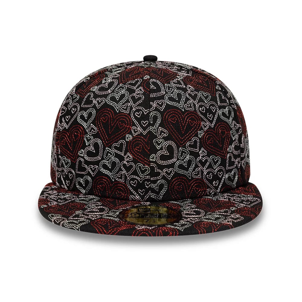 New Era All Over Hearts Black 59FIFTY Fitted Cap-zelvios