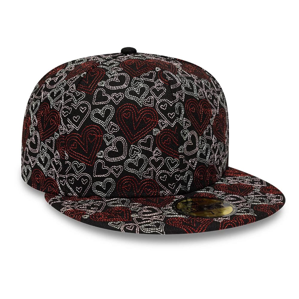 New Era All Over Hearts Black 59FIFTY Fitted Cap-zelvios