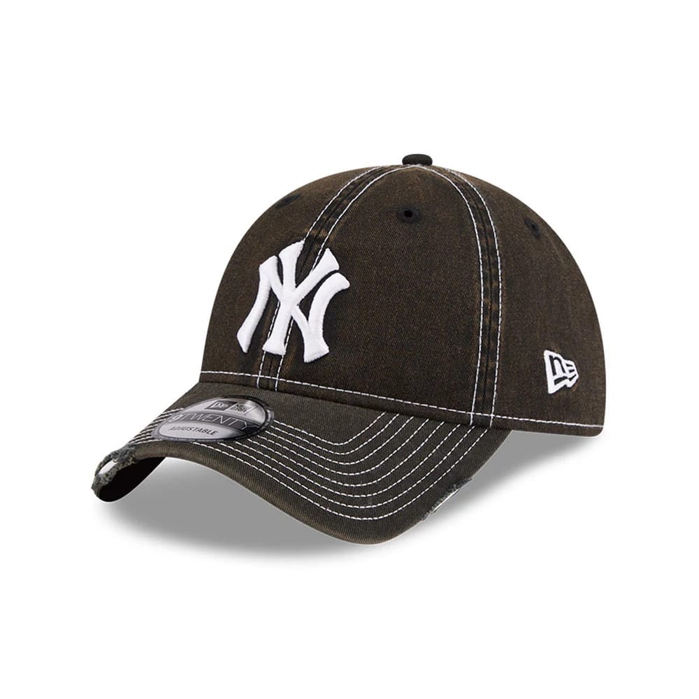 New York Yankees MLB Stencil Distressed Black 9TWENTY Adjustable Cap-zelvios