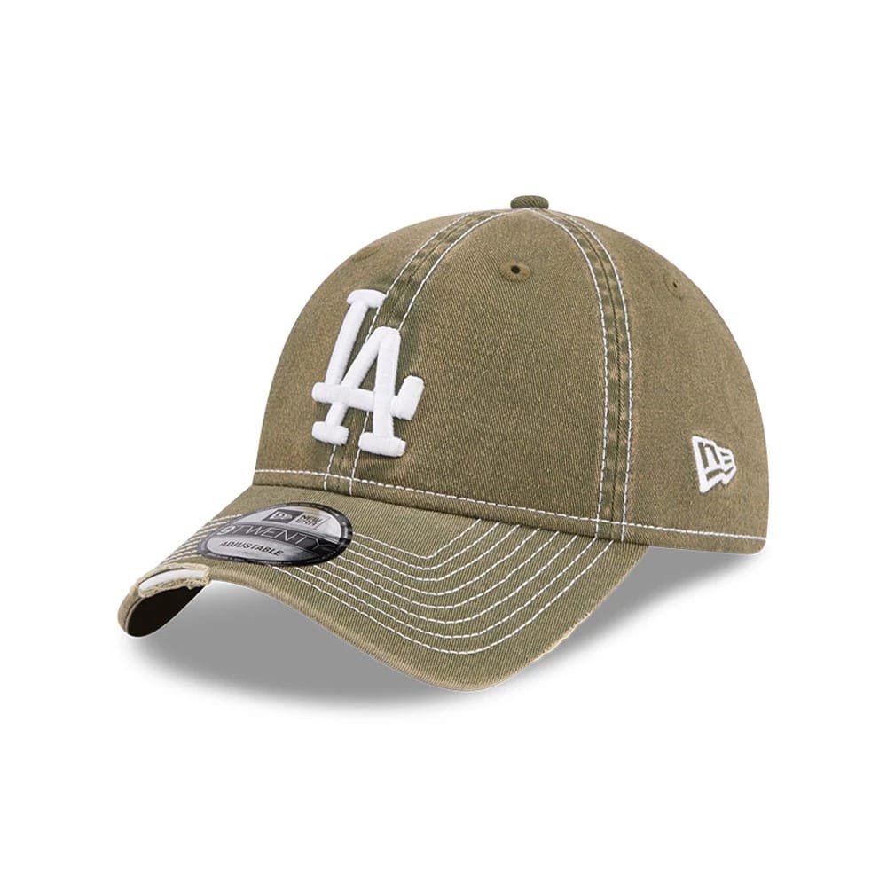 LA Dodgers MLB Stencil Distressed Green 9TWENTY Adjustable Cap-zelvios