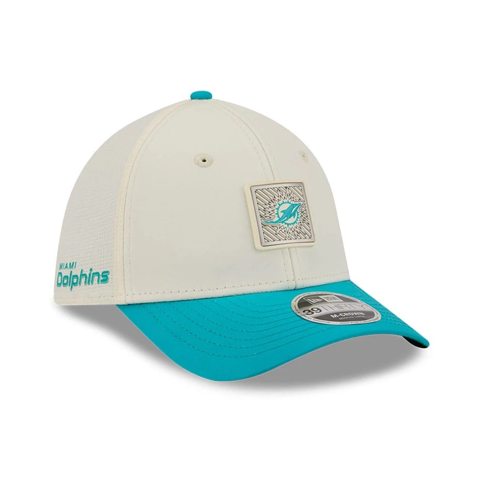 Miami Dolphins NFL Training 2026 White 39THIRTY M-Crown Stretch Fit Cap-zelvios