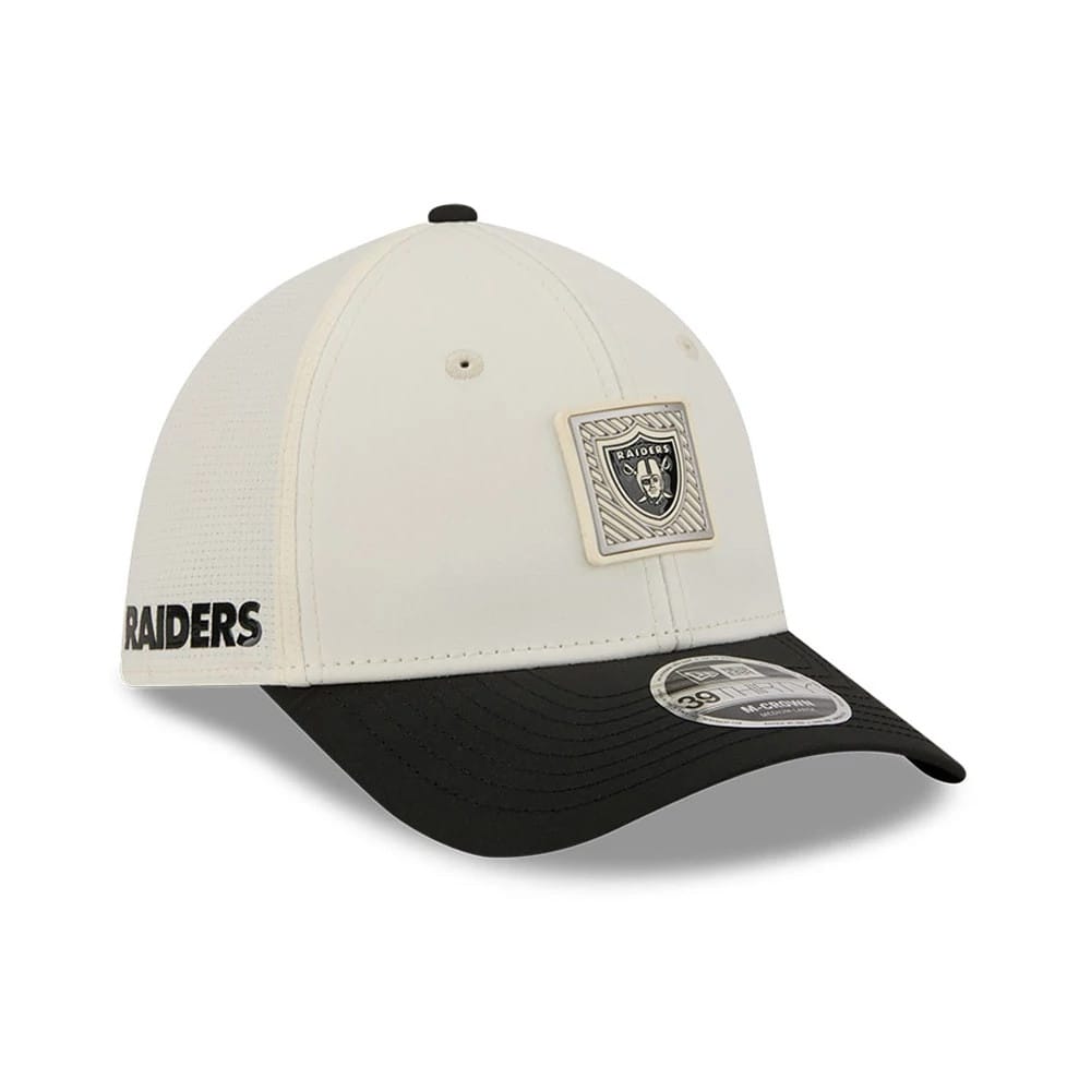 Las Vegas Raiders NFL Training 2026 White 39THIRTY M-Crown Stretch Fit Cap-zelvios