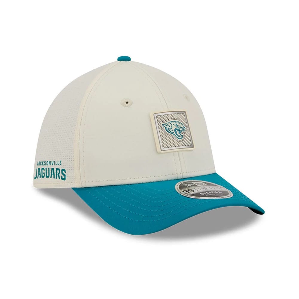 Jaguars NFL Training 2026 White 39THIRTY M-Crown Stretch Fit Cap-zelvios