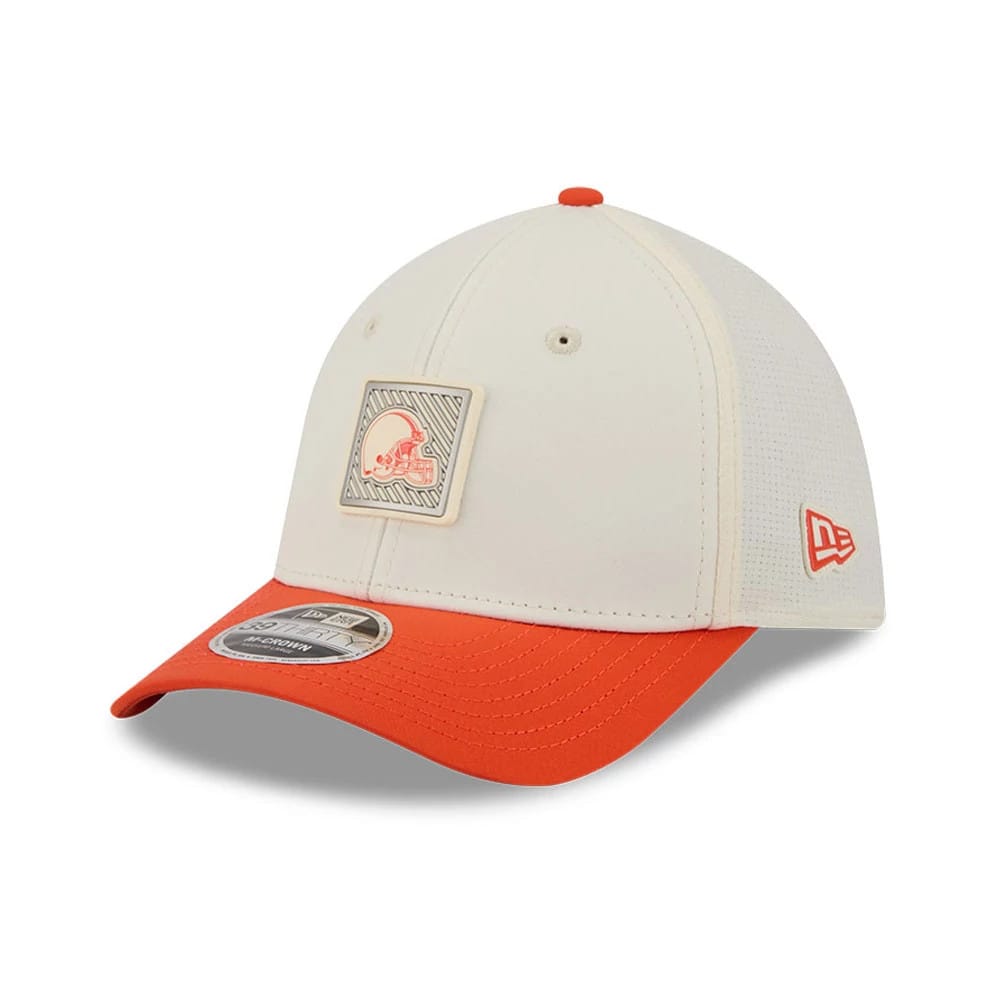 Cleveland Browns NFL Training 2026 White 39THIRTY M-Crown Stretch Fit Cap-kentox