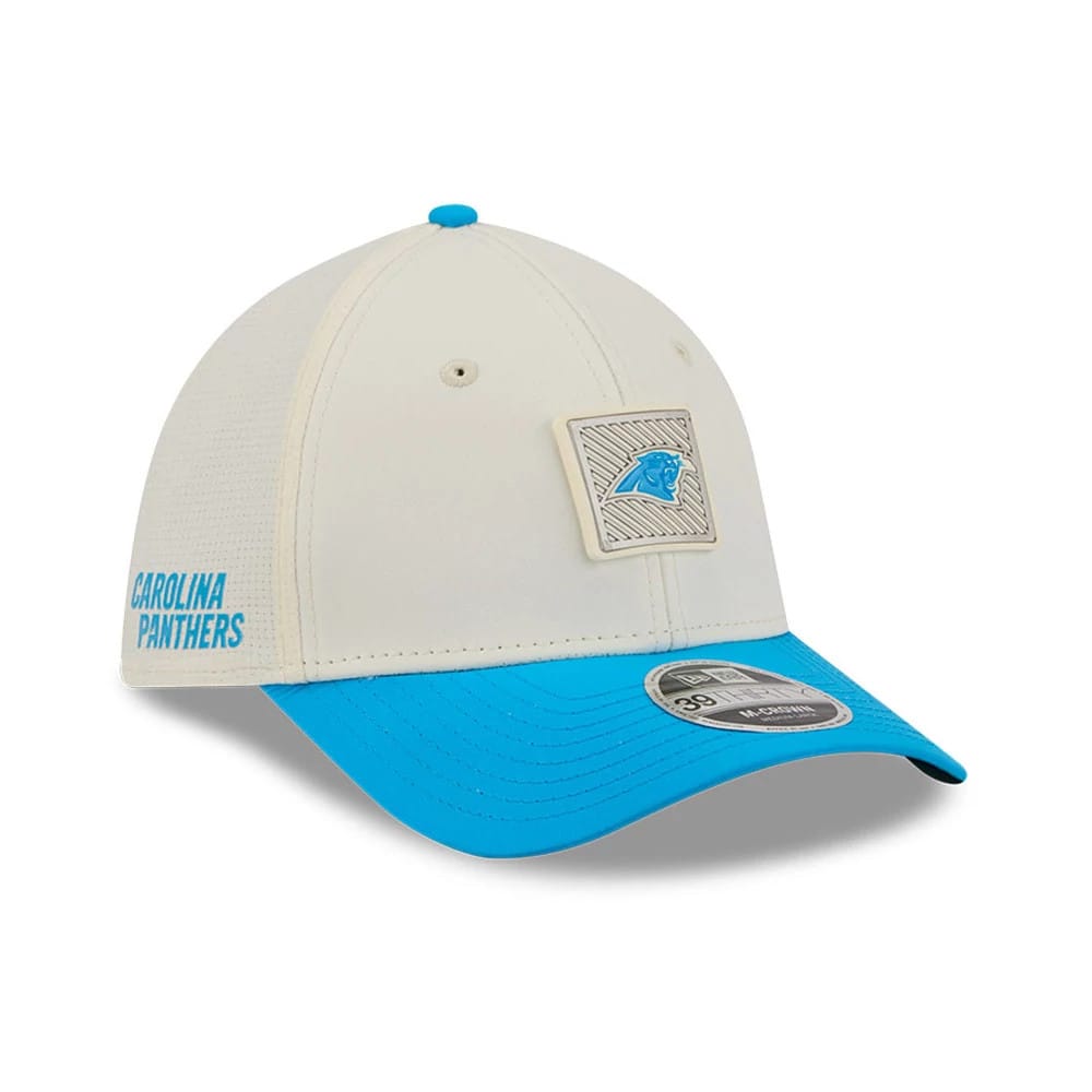 Carolina Panthers NFL Training 2026 White 39THIRTY M-Crown Stretch Fit Cap-zelvios