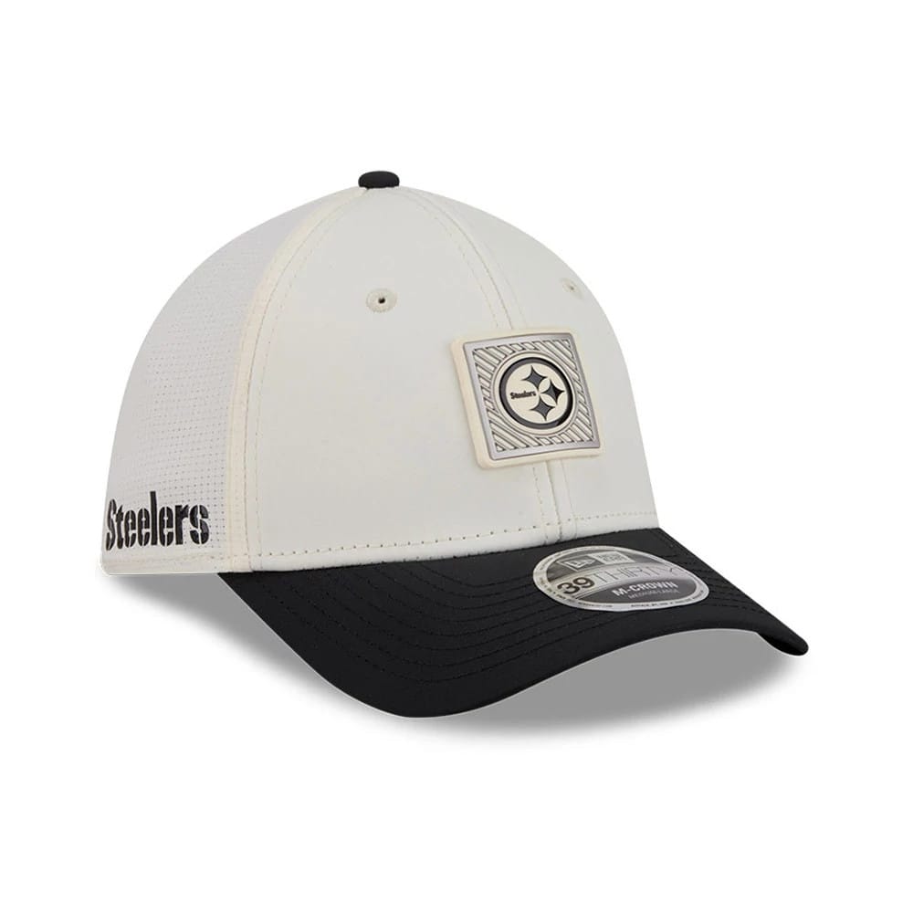 Steelers NFL Training 2026 White 39THIRTY M-Crown Stretch Fit Cap-zelvios