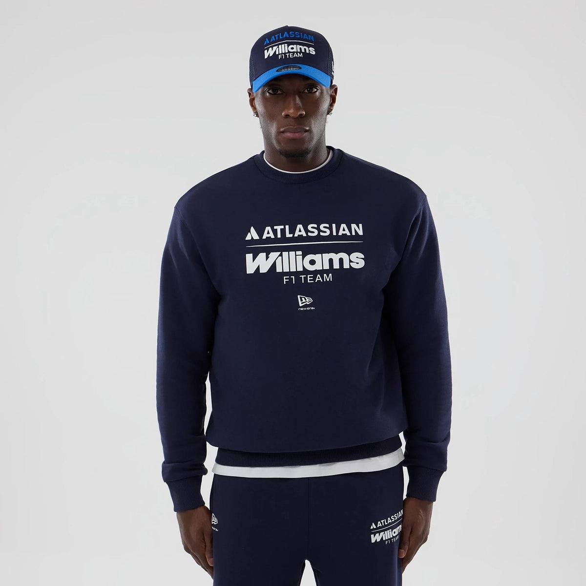 Williams Navy Oversized Crewneck Sweater-zelvios