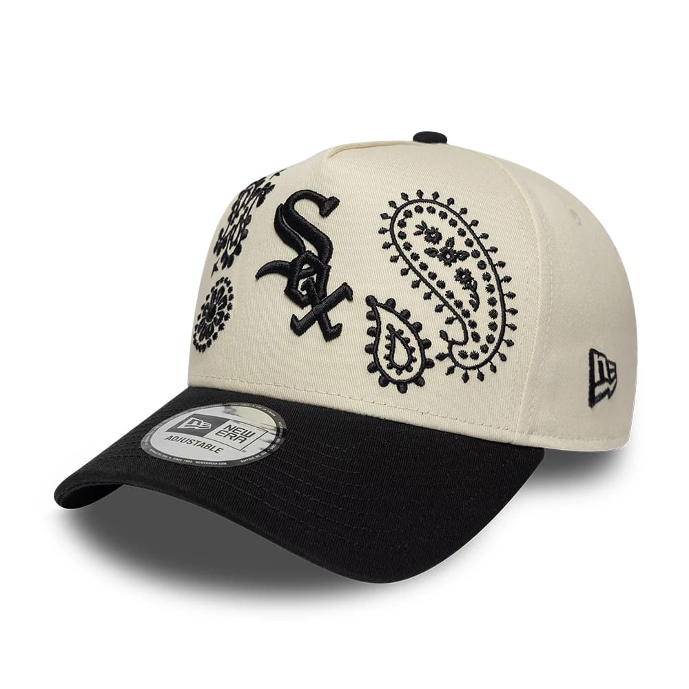 Chicago White Sox MLB Paisley Cream & Black 9FORTY E-Frame Adjustable Cap-zelvios