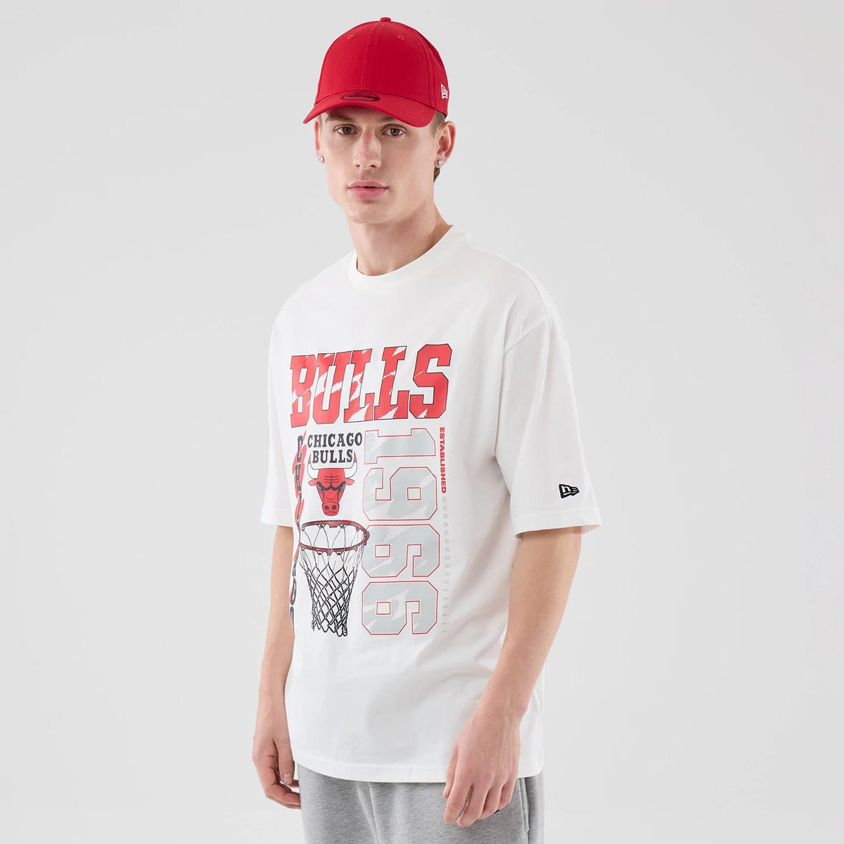 Chicago Bulls NBA Basketball Graphic White Oversized T-Shirt-zelvios